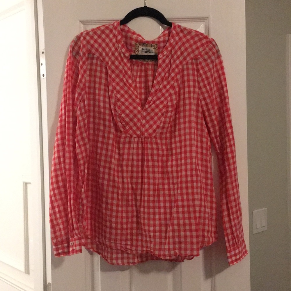 Anthropologie Holding Horses Gingham Blouse